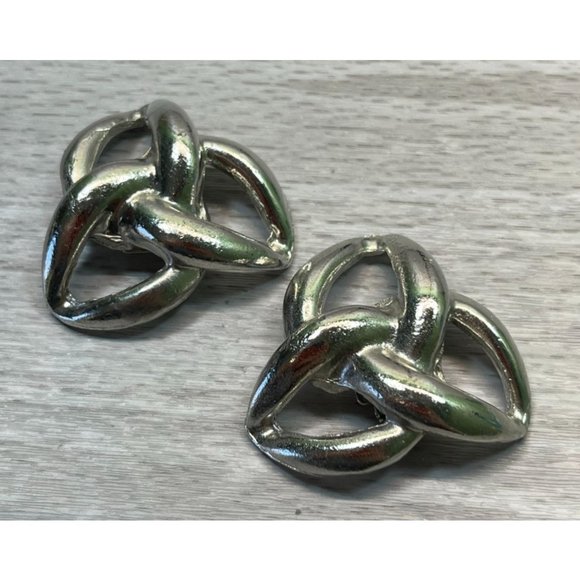 Vintage Silver Tone Scarf Clips Triangle Dress Clip Set 1.5 Inch - Picture 2 of 4